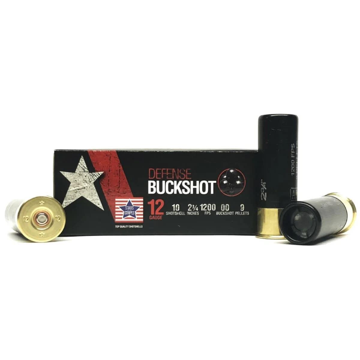 PPU Stars & Stripes Defense Buckshot Shotshells 12ga 2-3/4" 9-pellet 1200 fps 00 250/ct Case (25 Boxes) - TRZ Trading