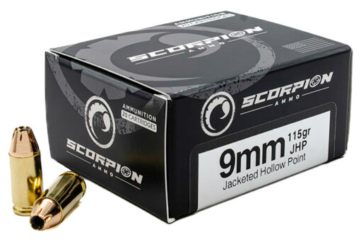 SCORPION 9MM 115GR JHP 20RD BOX - Scorpion Ammo